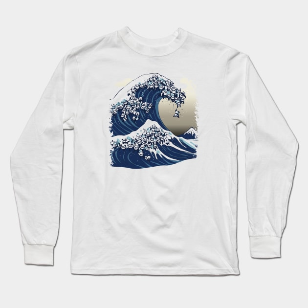 The Great Wave of Panda Long Sleeve T-Shirt by huebucket